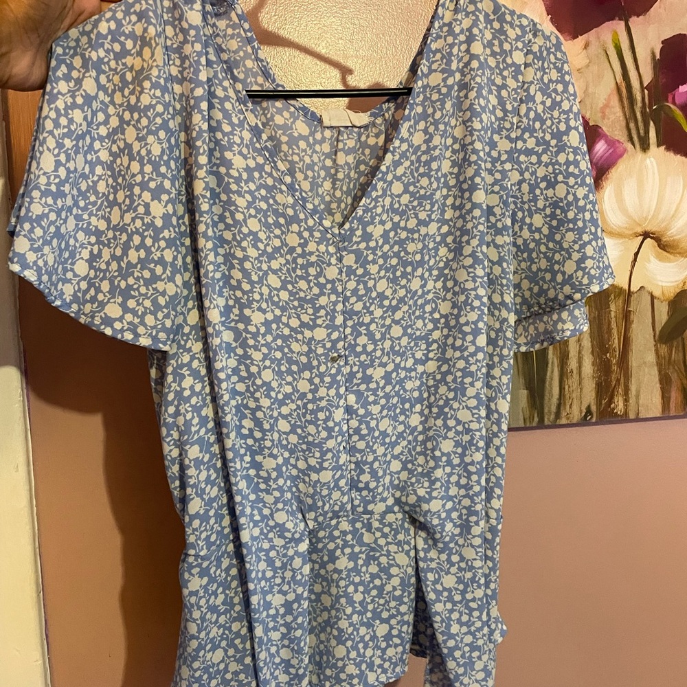 Blue Flowing blouse